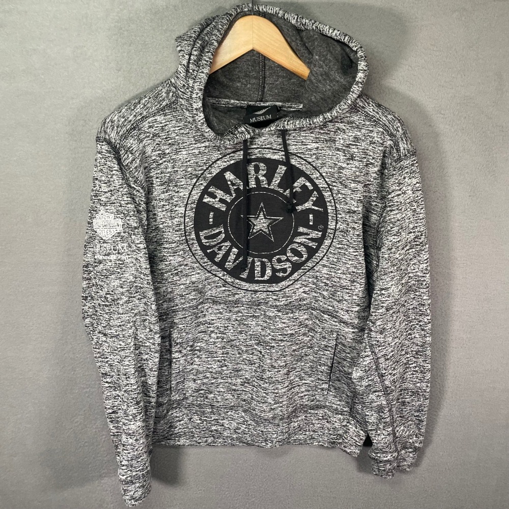 Harley-Davidson Mens Small Hoodie Gray Space Dye Marled‎ Graphic Logo